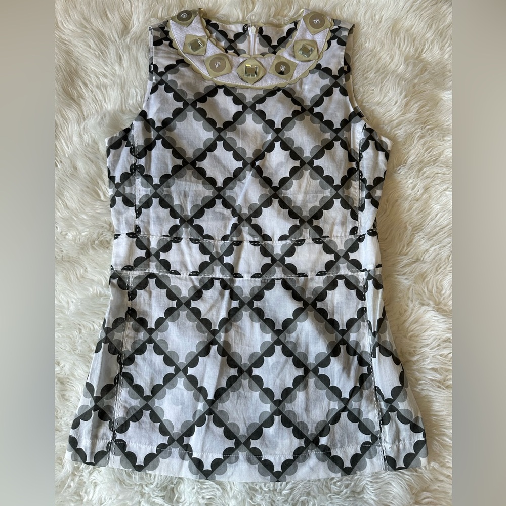 TORY BURCH Cotton black-gray and white sleeveless top blouse
